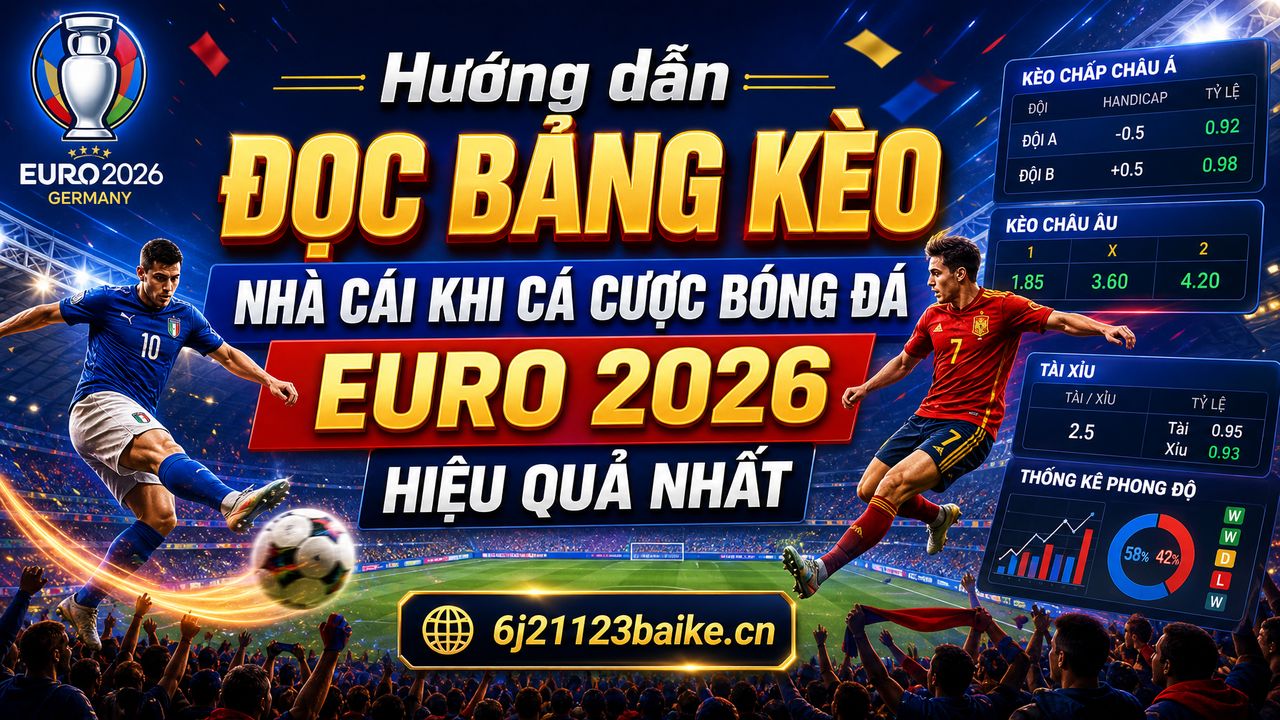 Hướng dẫn đọc bảng kèo nhà cái khi cá cược bóng đá Euro 2026 hiệu quả nhất